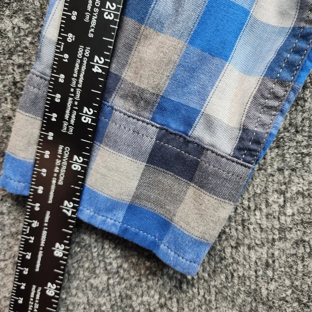 The North Face Mens Blue Plaid Flannel Workwear Gorpcore Outdoor Shirt Large